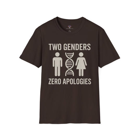 Bold Conservative Statement T-Shirt: Two Genders Zero Apologies, Statement Tee, Everyday Wear
